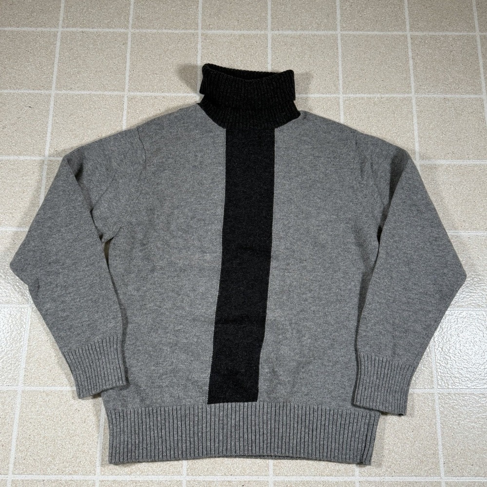 Ramblers Way Wool Turtleneck Stripe Sweater Men's  Size XL Grey Made In USA